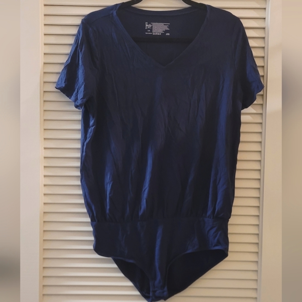 Felina - Blue Short-Sleeve Bodysuit With Snap Closure
